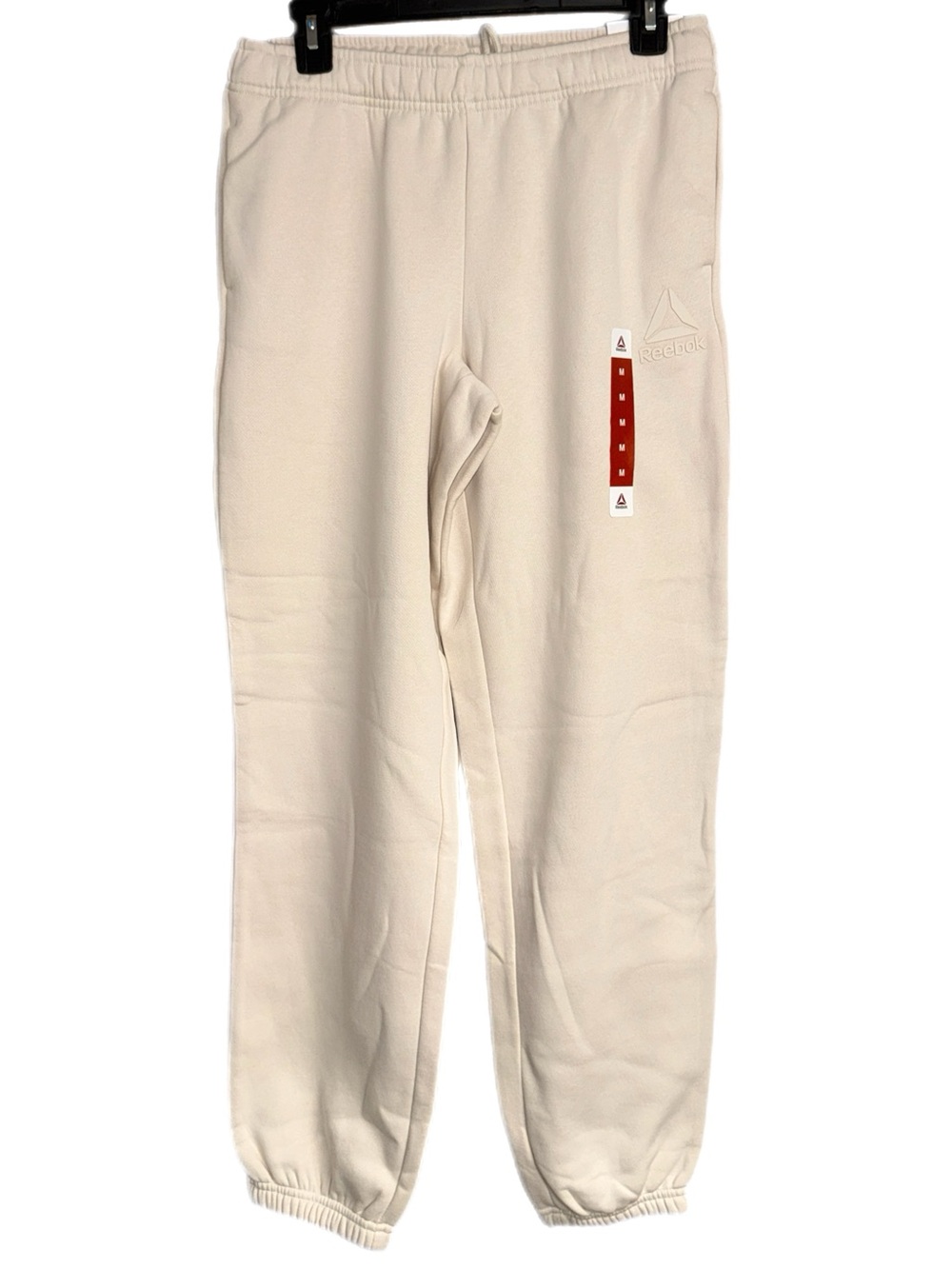 Reebok - Cuffed Sweatpants Joggers - Beige Cotton Blend - Logo Detail -Size Med‎ - Picture 2 of 5